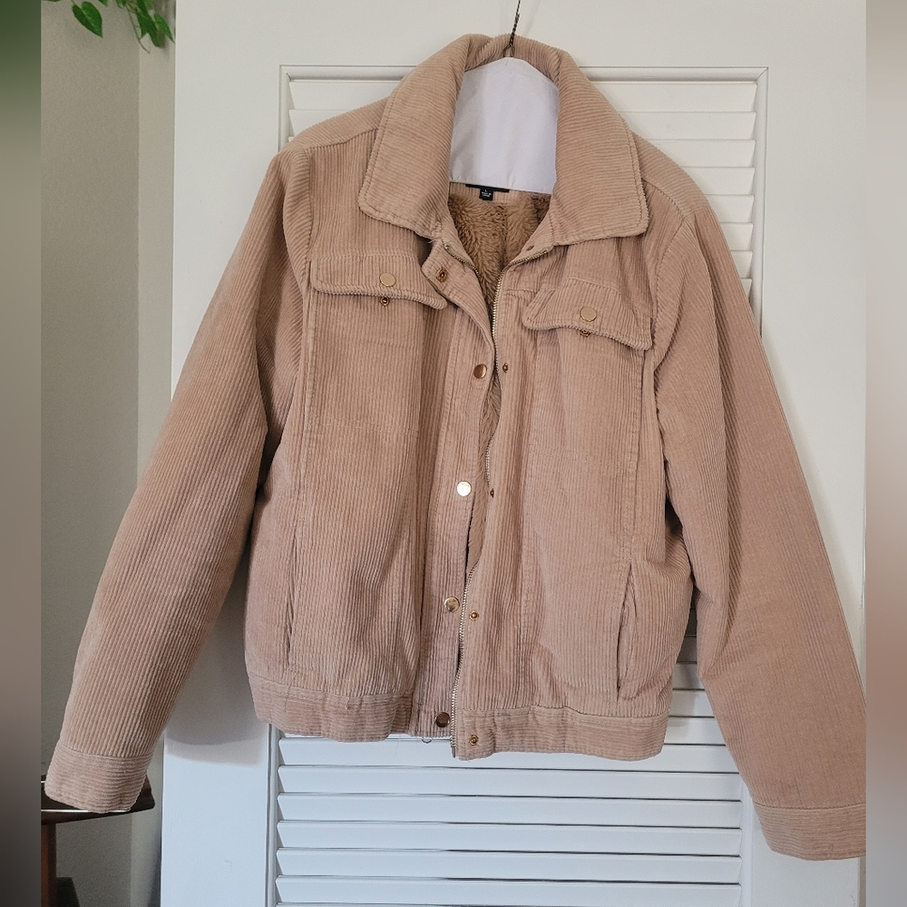 Pink Fur Lined Corduroy Jacket